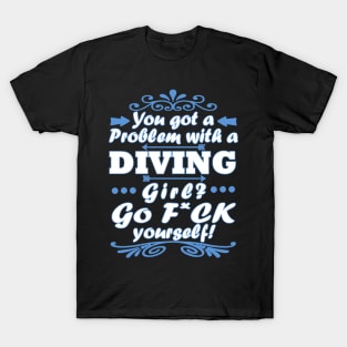 diving diving mask girl dolphin corals T-Shirt